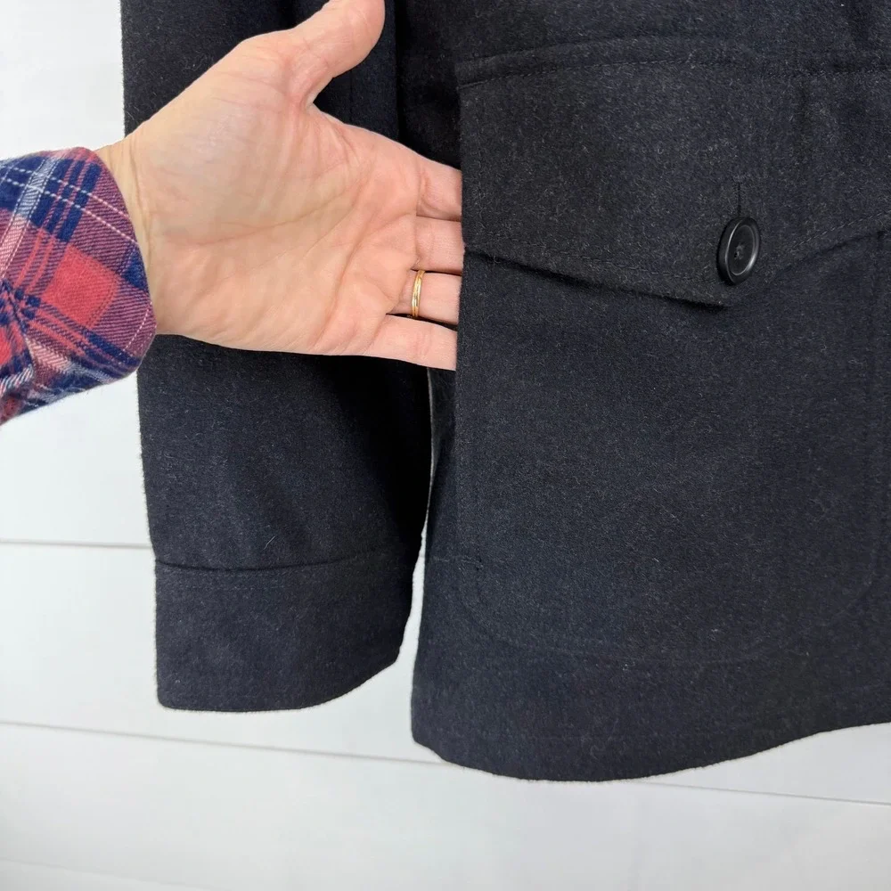 Banana‎ Republic Black Wool Field Coat MEN Large INSULATED CHARCOAL PEACOAT